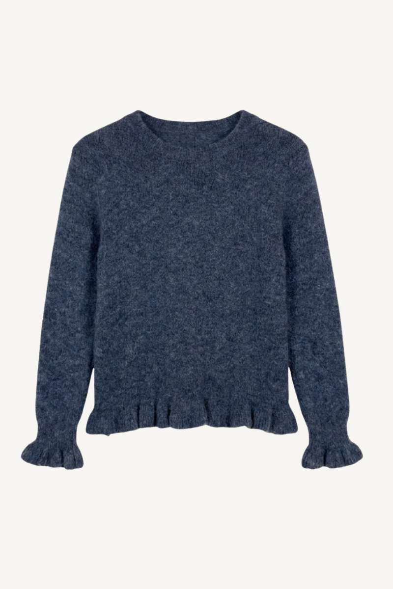 NEW FRILL CARDIGAN JEANS BLUE