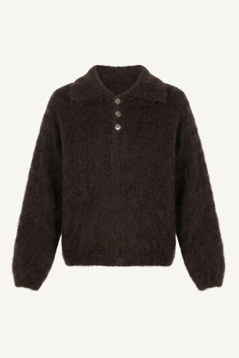 LUX POLO KNIT MOHAIR  CHOCOLATE