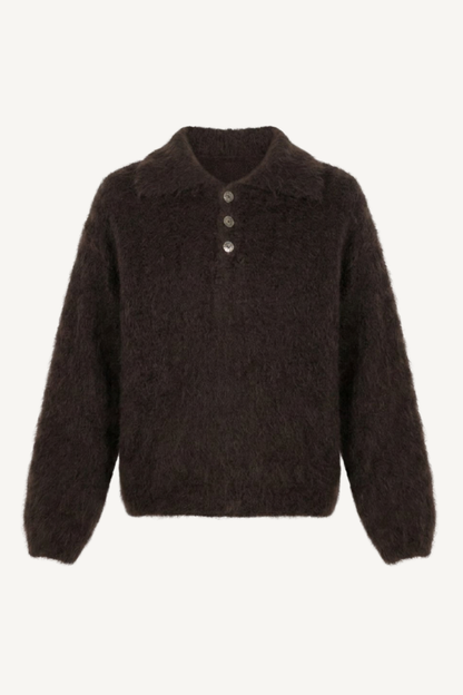 LUX POLO KNIT MOHAIR  CHOCOLATE