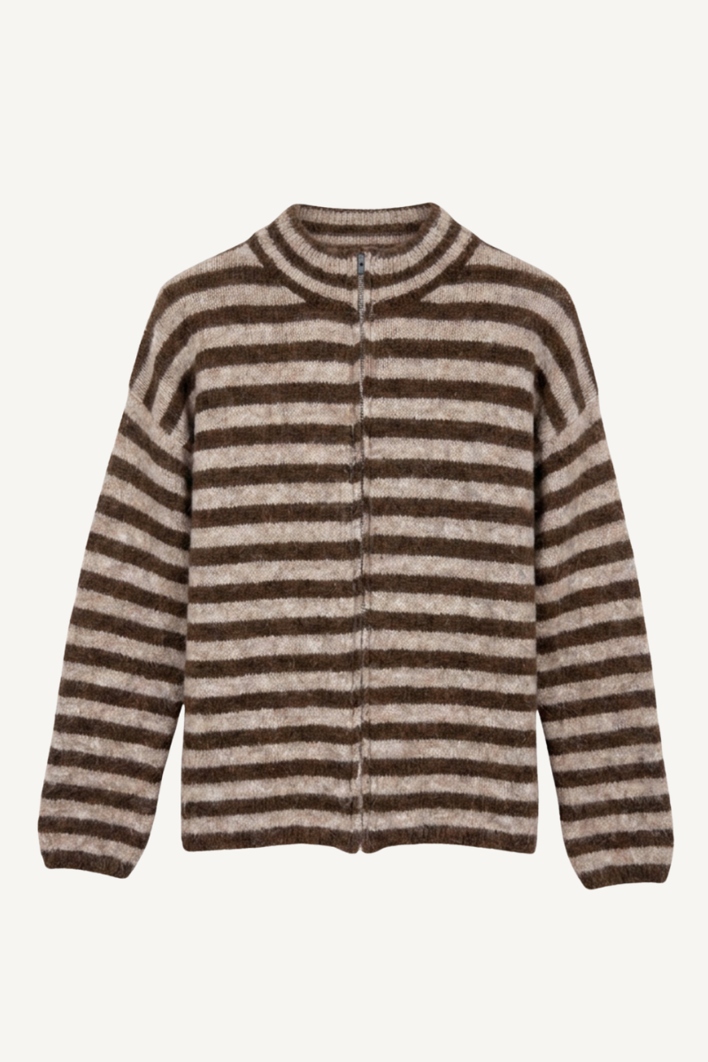 STRIPE CARDIGAN CHOCOLATE