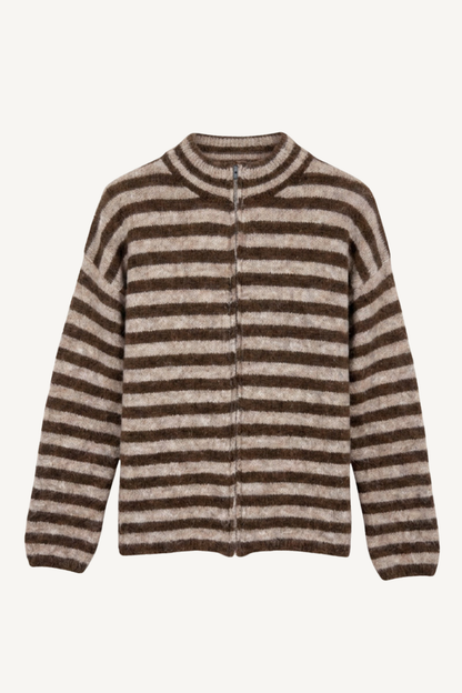 STRIPE CARDIGAN CHOCOLATE