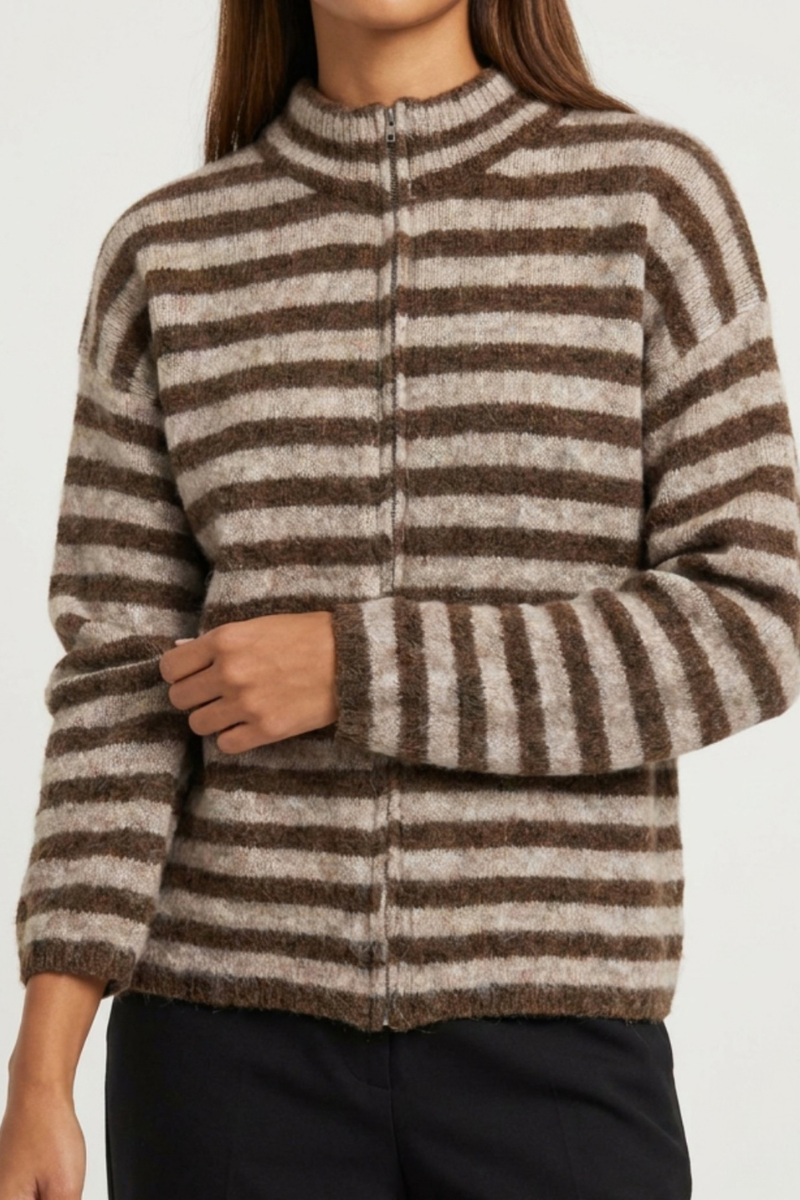 STRIPE CARDIGAN CHOCOLATE