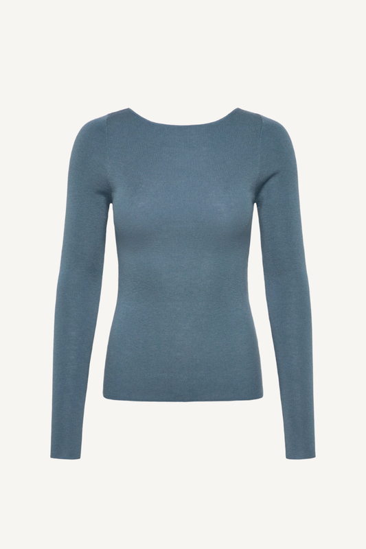 KATHRIN FINE KNIT PULLOVER STONE BLUE