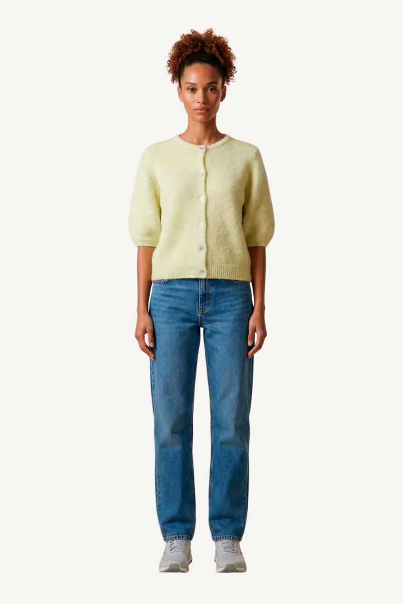 SUSAN SHORT SLEEVE CARDIGAN LIGHT YELLOW