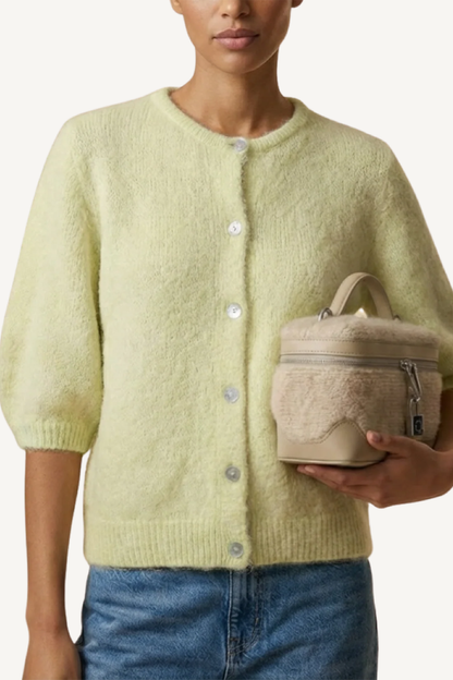 SUSAN SHORT SLEEVE CARDIGAN LIGHT YELLOW