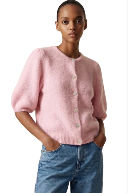 SUSAN SHORT SLEEVE CARDIGAN LIGHT SOFT BERRY