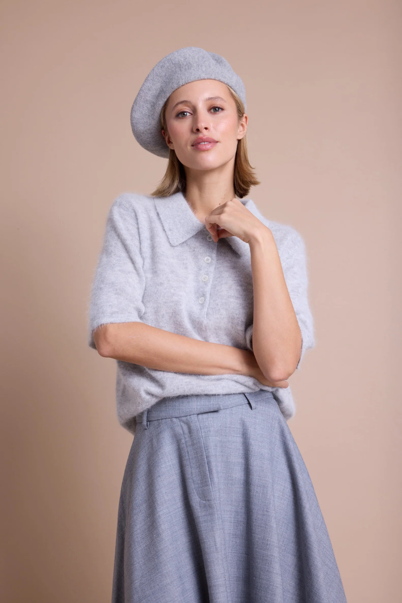 GRANT KORTERMET POLOGENSER GREY MELANGE