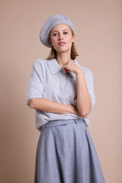 GRANT KORTERMET POLOGENSER GREY MELANGE