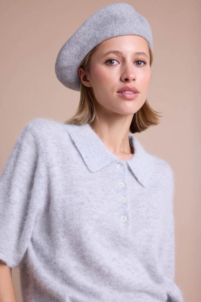 GRANT KORTERMET POLOGENSER GREY MELANGE