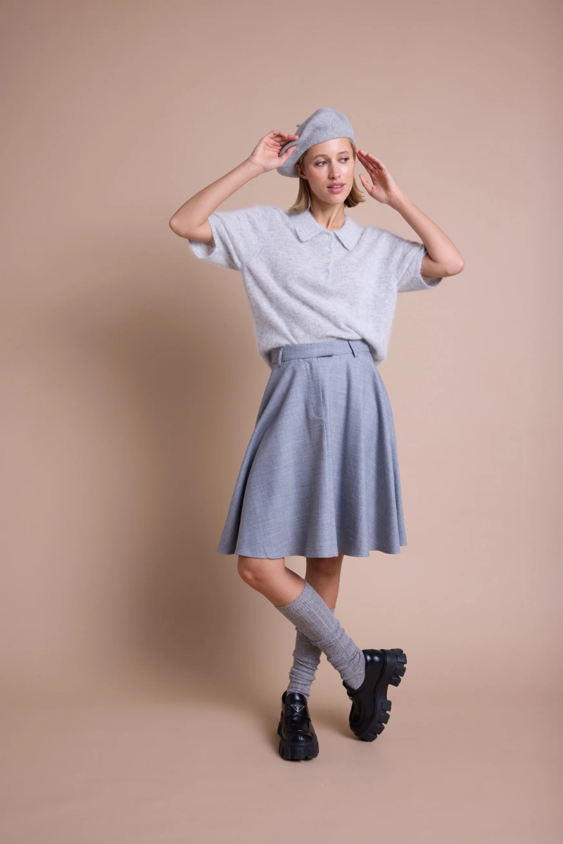 GRANT KORTERMET POLOGENSER GREY MELANGE