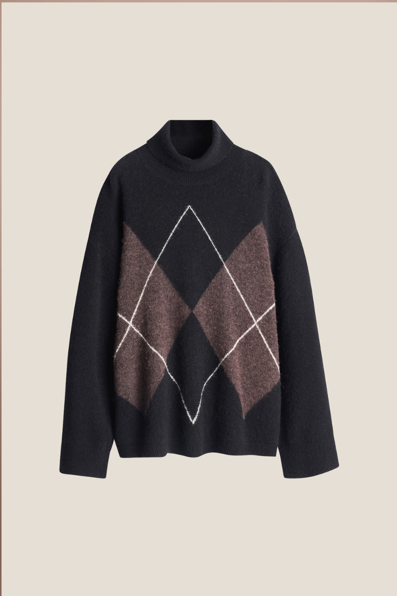 ANDREA TURTLE JACQUARD BLACK/BROWN/CREME