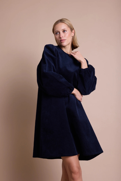 LUNA CORD DRESS DARK BLUE