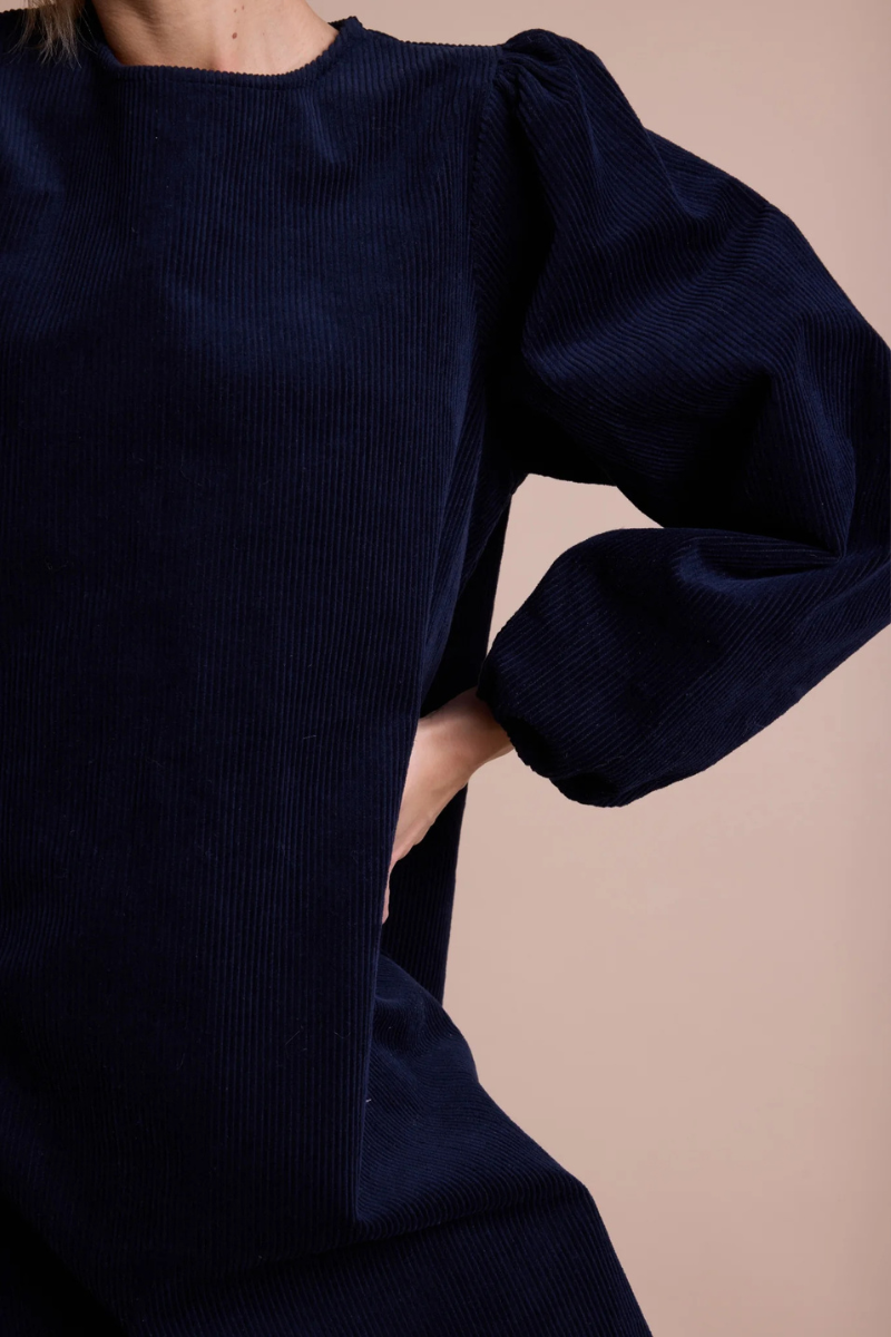 LUNA CORD DRESS DARK BLUE
