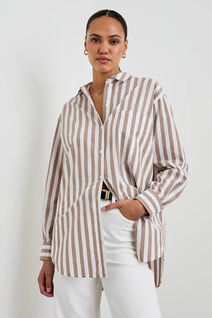 ELSA SHIRT RUSSET WHITE STRIPE