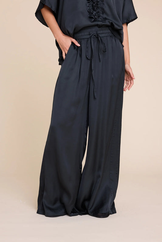 FAWCETT SATIN TROUSERS BLACK