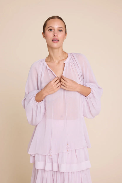 FLOWER SOLID BLOUSE PINK