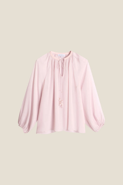 FLOWER SOLID BLOUSE PINK