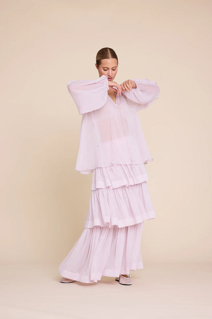 FLOWER SOLID BLOUSE PINK
