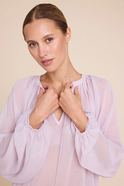 FLOWER SOLID BLOUSE PINK