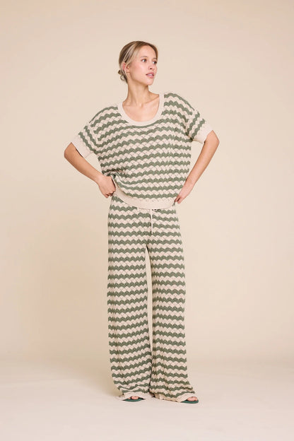 HOLMES STRIPE TROUSERS BEIGE/ARMY