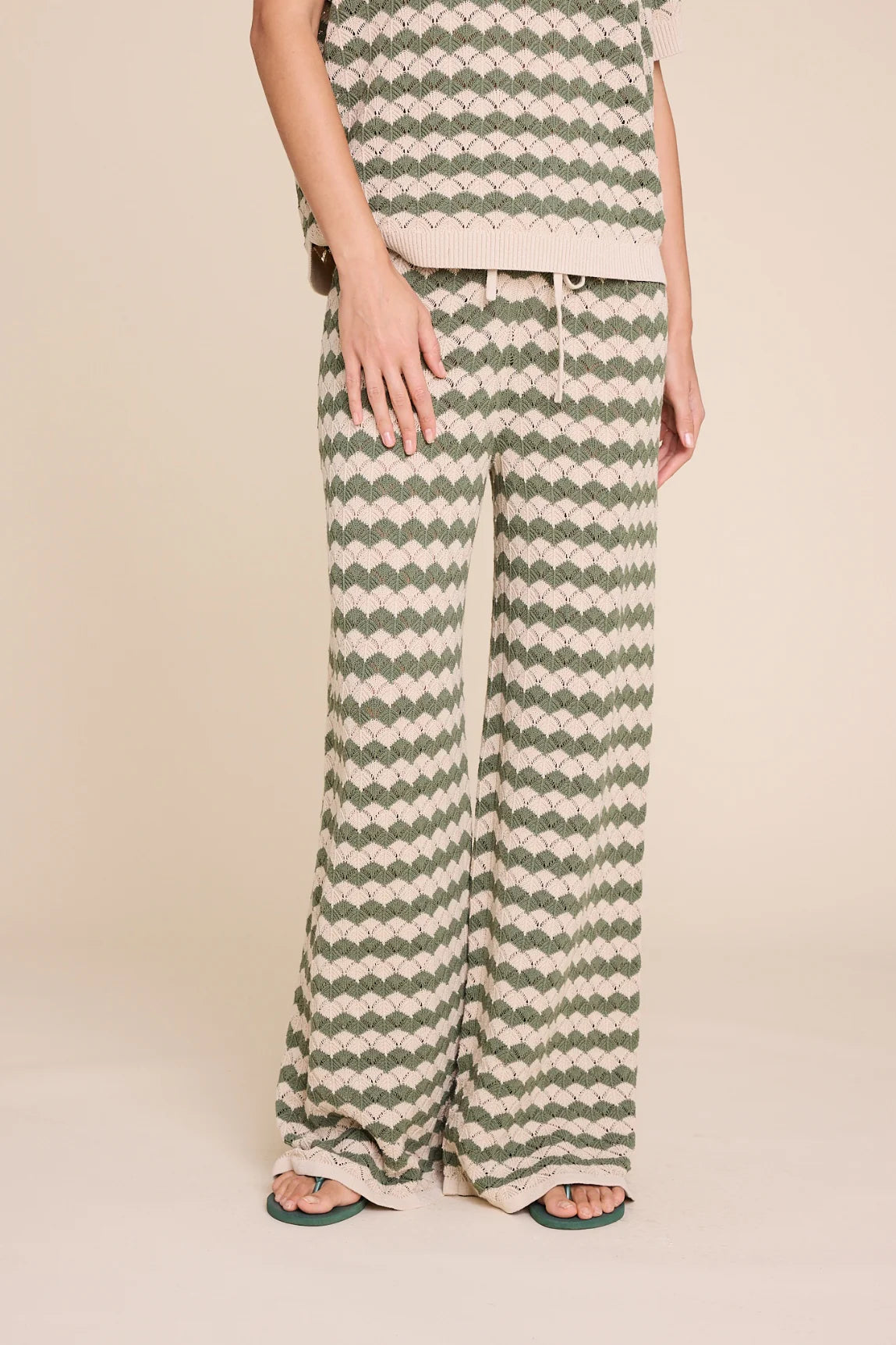 HOLMES STRIPE TROUSERS BEIGE/ARMY