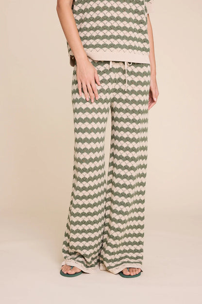 HOLMES STRIPE TROUSERS BEIGE/ARMY