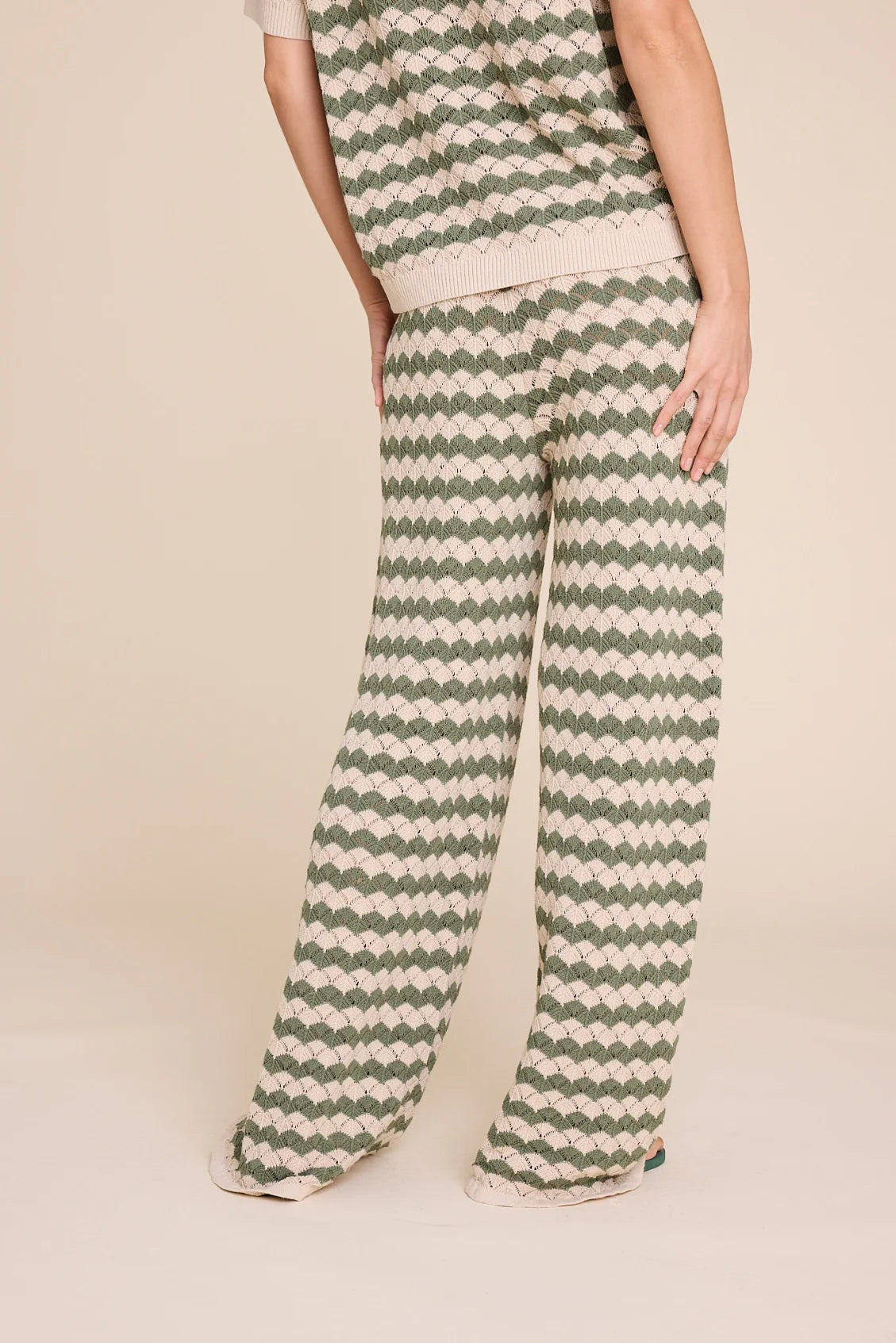 HOLMES STRIPE TROUSERS BEIGE/ARMY