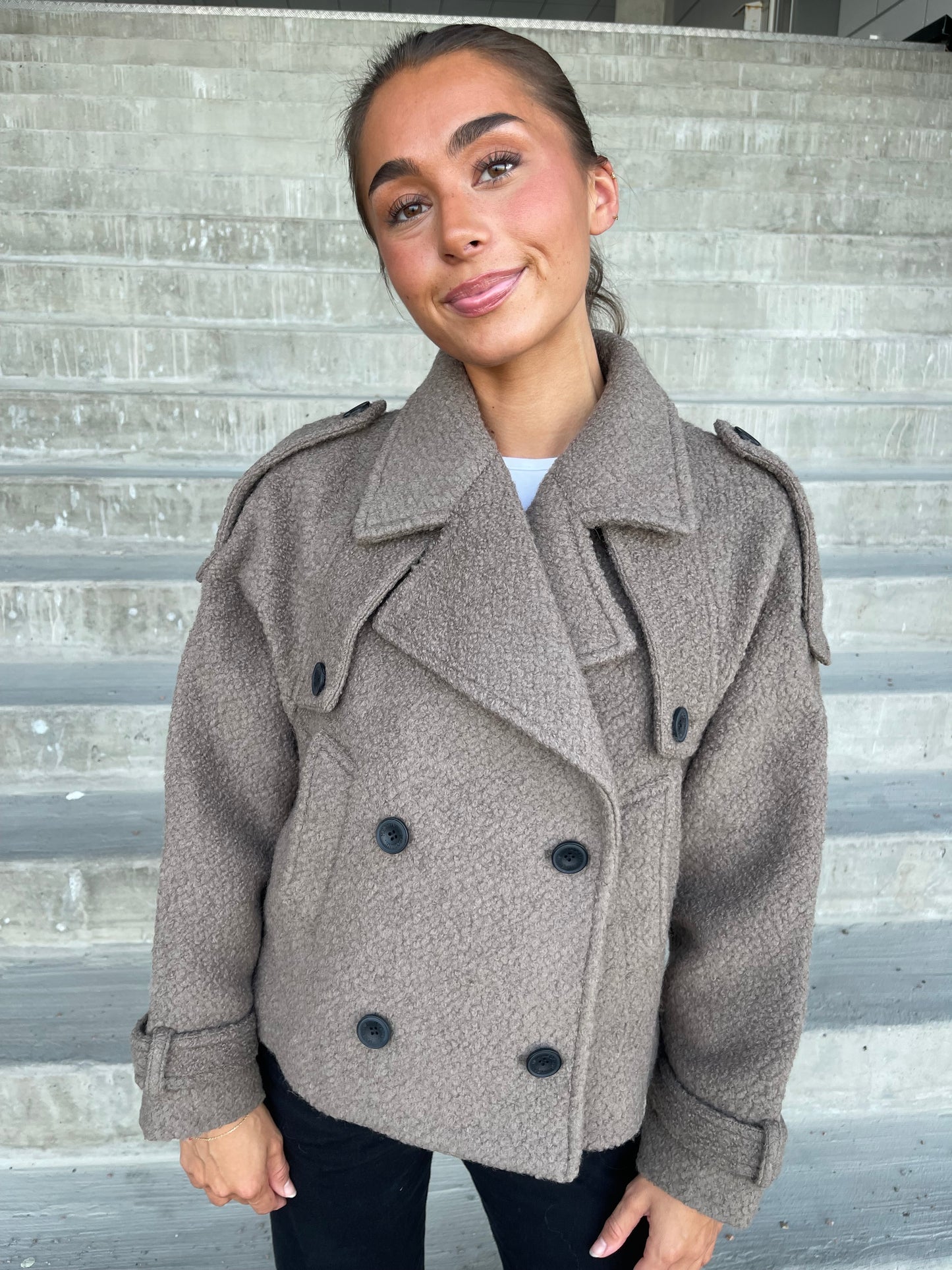 HANNI BOUCLE JACKET - GREY/BROWN