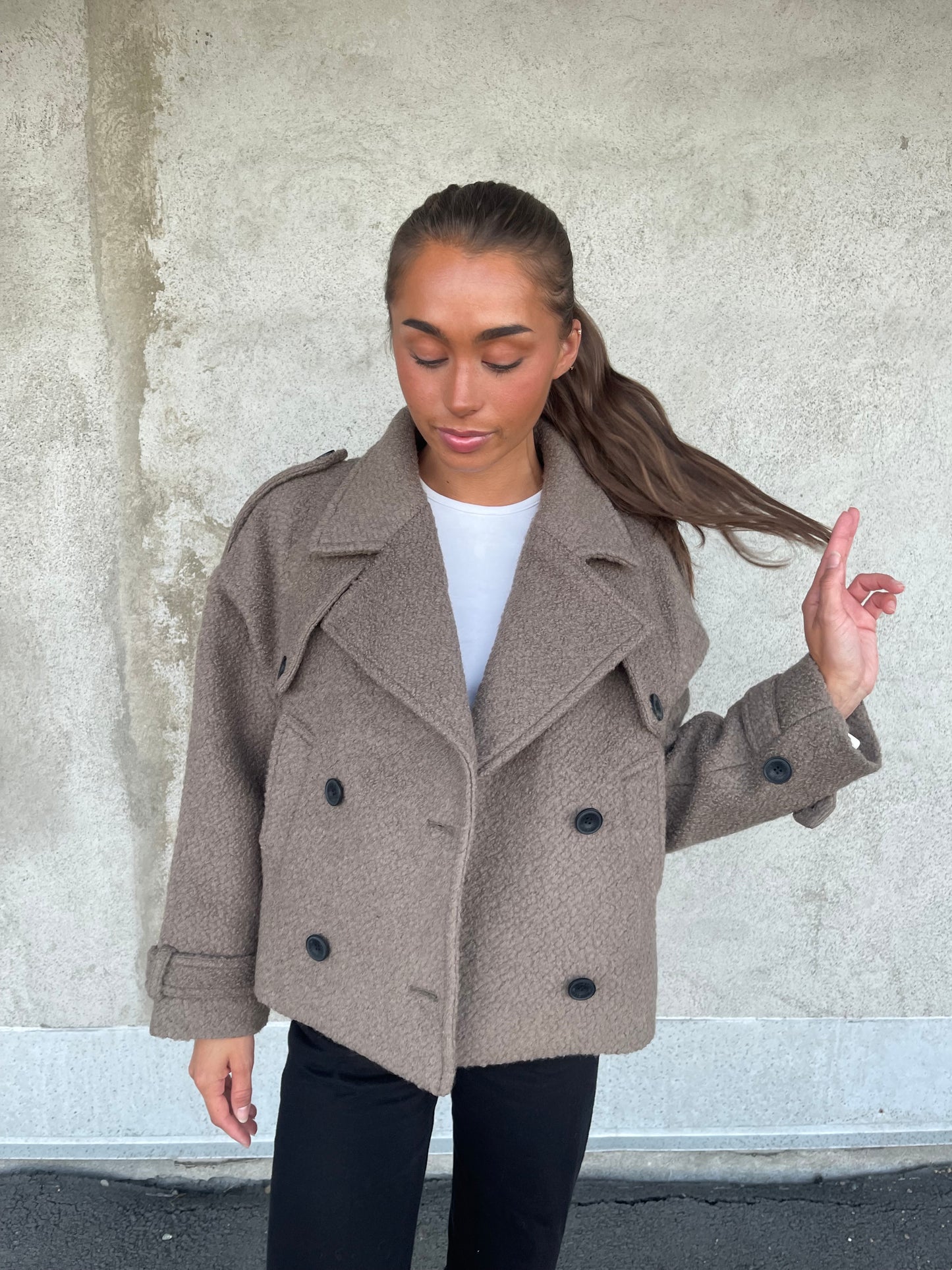 HANNI BOUCLE JACKET - GREY/BROWN