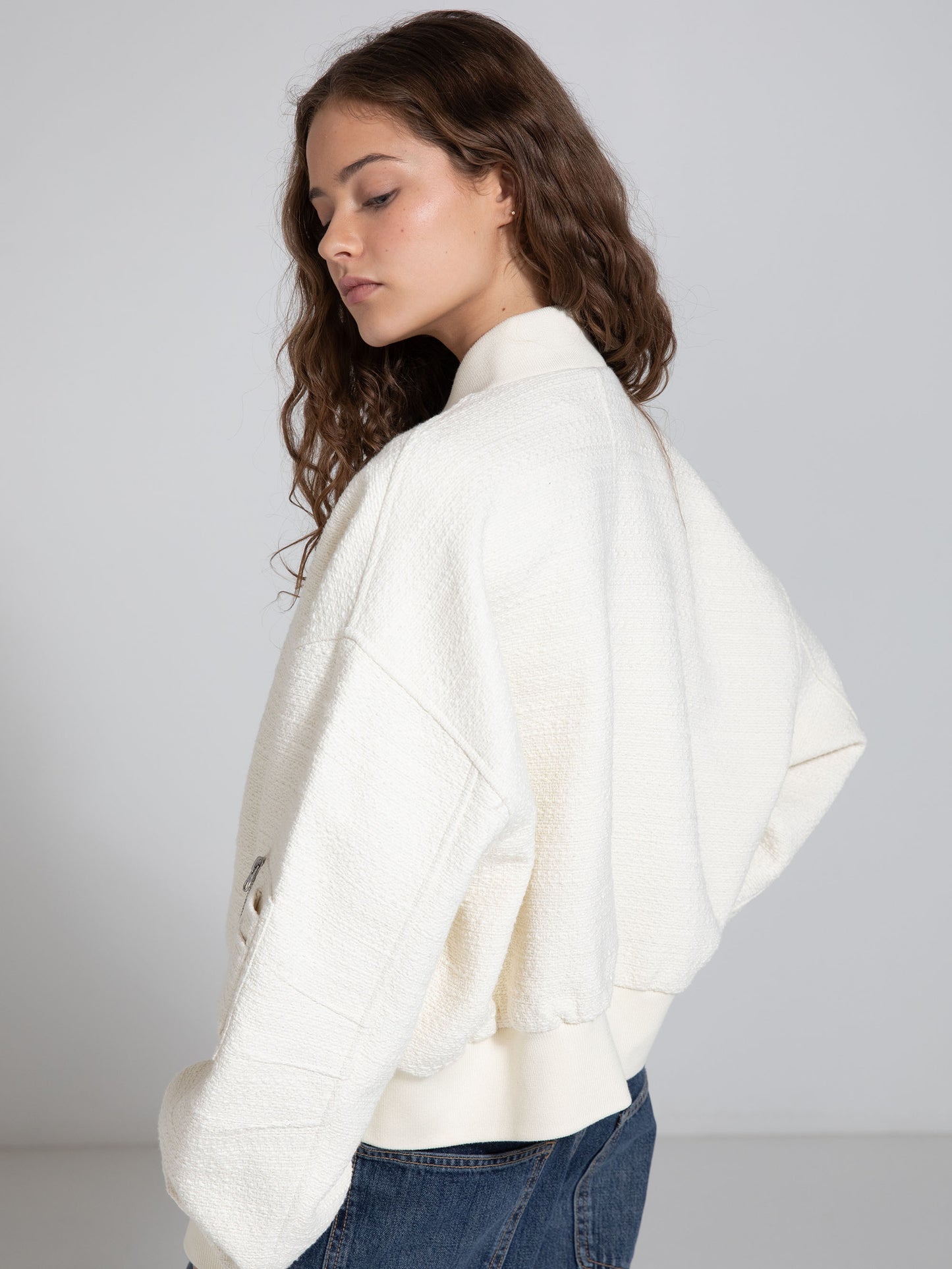KIAN TWEED BOMBER - CREME