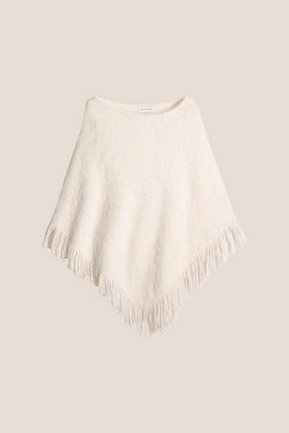 KNITTED PONCHO CREME