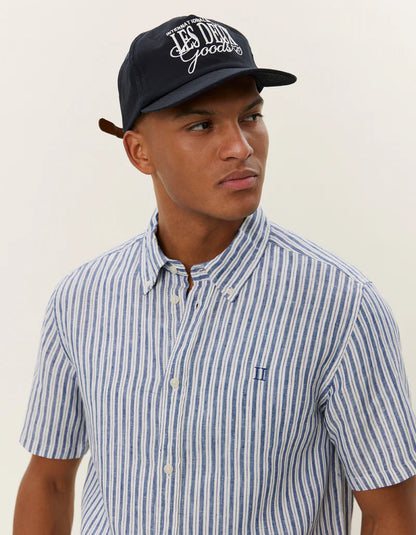 KRIS LINEN SS SHIRT LIGHT IVORY/BLUEPRINT