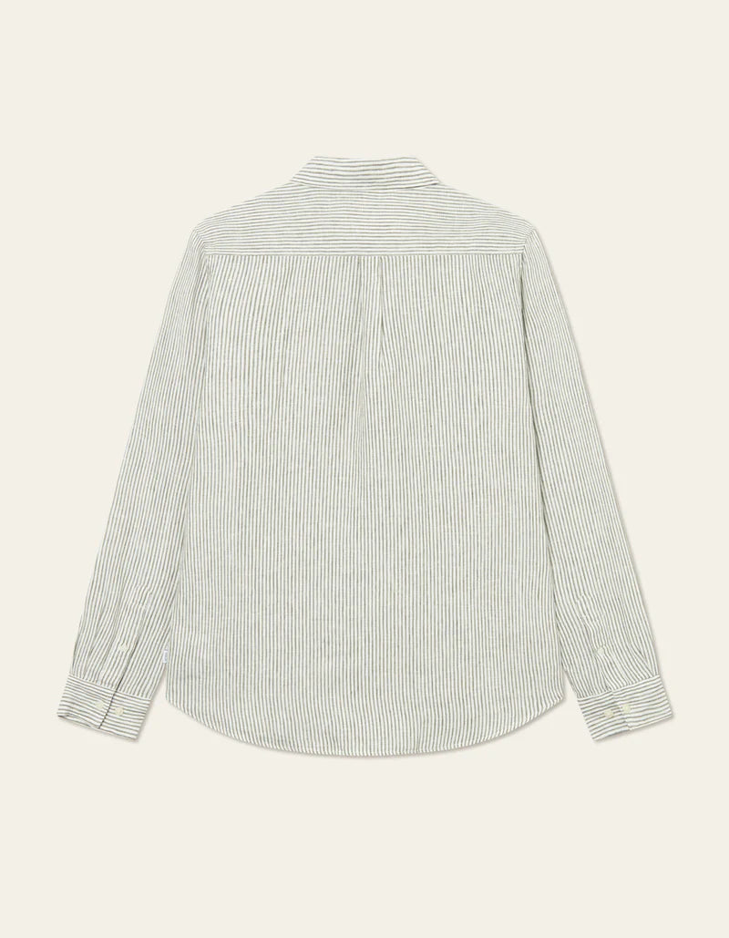 KRISTIAN LINEN B.D. SHIRT LIGHT IVORY/LICHEN GREEN