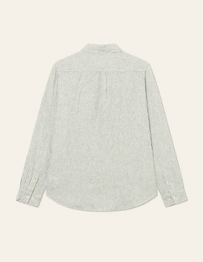KRISTIAN LINEN B.D. SHIRT LIGHT IVORY/LICHEN GREEN