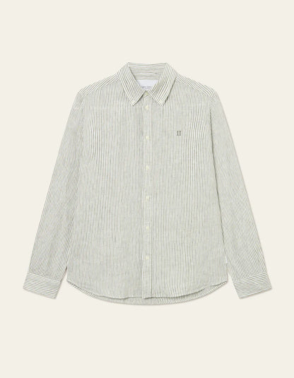 KRISTIAN LINEN B.D. SHIRT LIGHT IVORY/LICHEN GREEN
