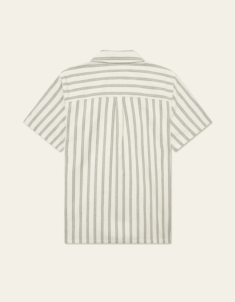 LAWSON STRIPE SS SHIRT IVORY/CHIVE GREEN