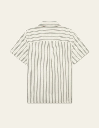 LAWSON STRIPE SS SHIRT IVORY/CHIVE GREEN