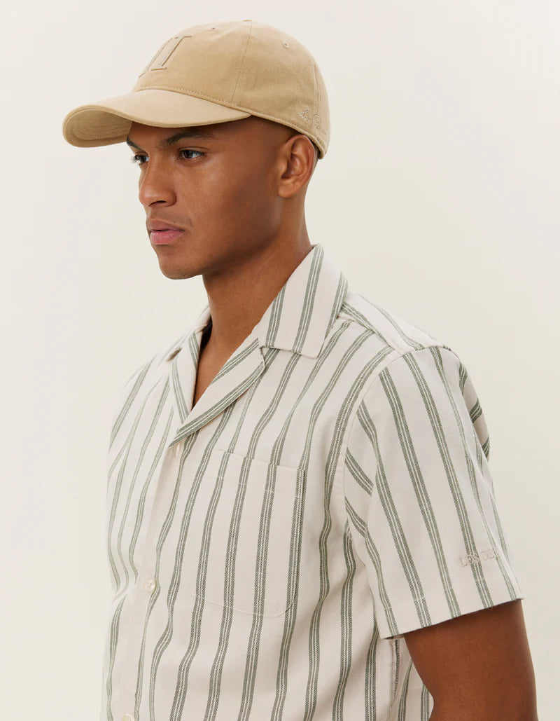 LAWSON STRIPE SS SHIRT IVORY/CHIVE GREEN