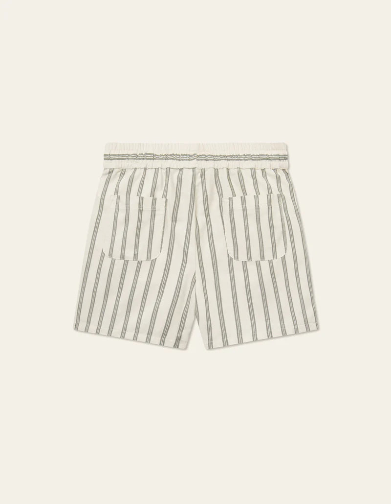 LAWSON STRIPE SHORTS IVORY/CHIVE GREEN