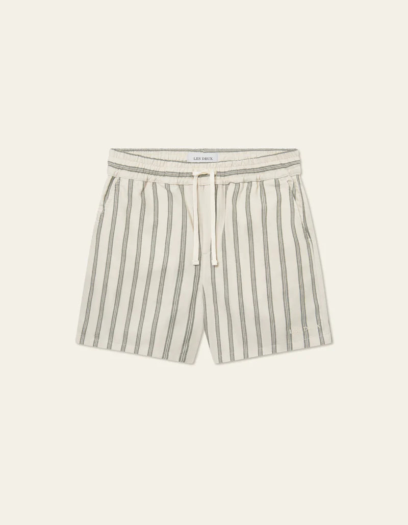 LAWSON STRIPE SHORTS IVORY/CHIVE GREEN