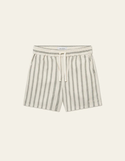 LAWSON STRIPE SHORTS IVORY/CHIVE GREEN