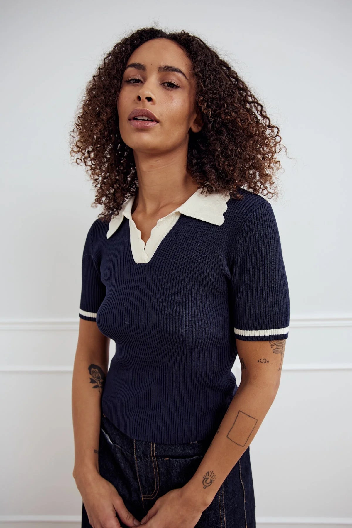 LILO POLO KNIT NAVY SUGAR COMBO