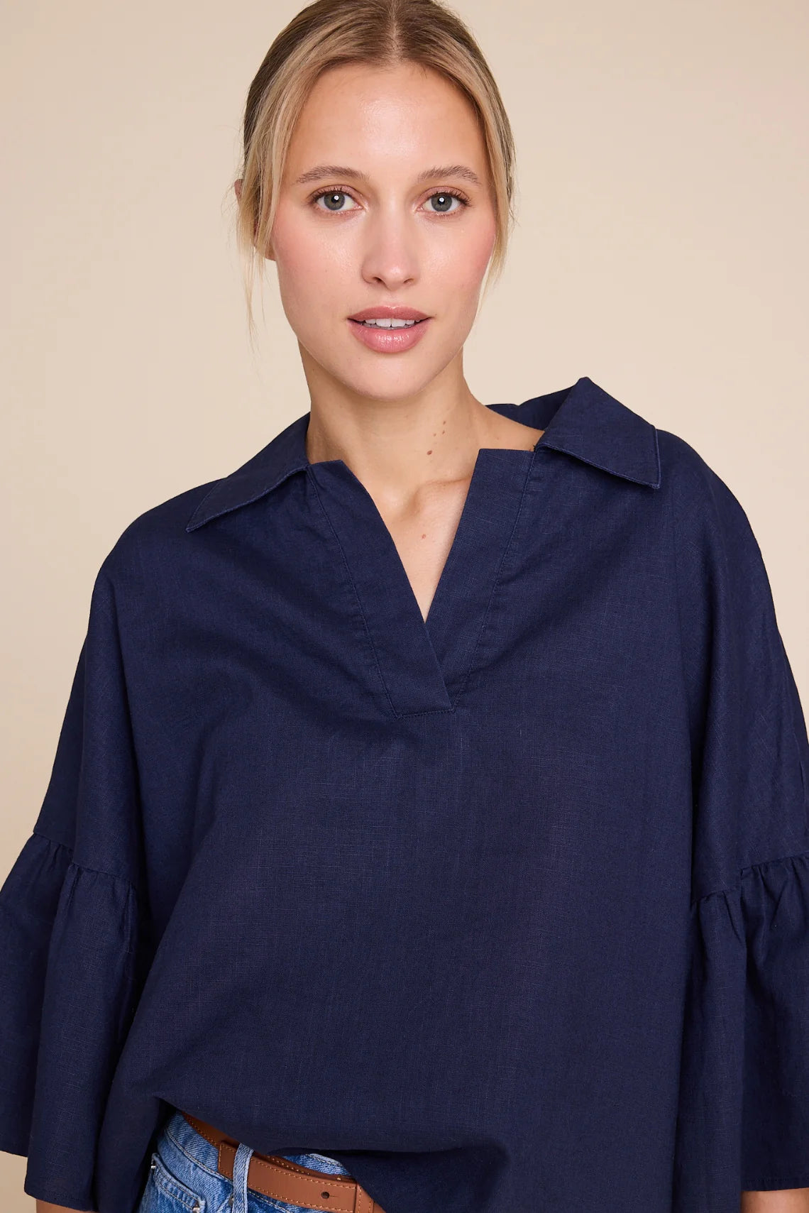 LISA LINEN BLOUSE DK. BLUE