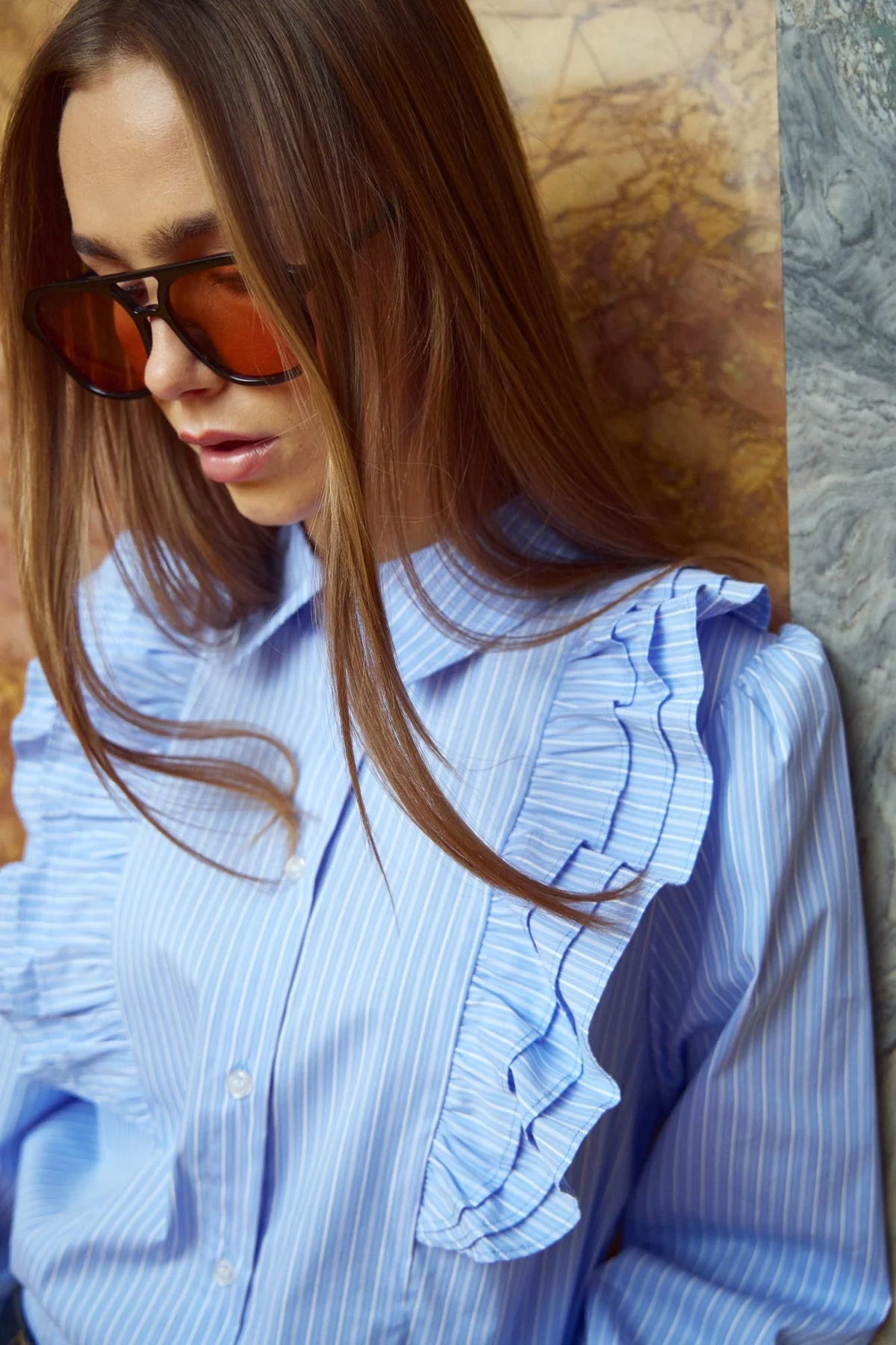 LUCINA BLOUSE BLUE WHITE STRIPE