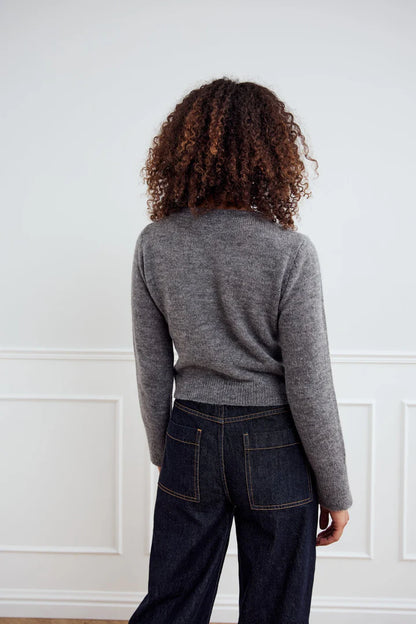LYA KNIT CARDIGAN DARK GREY MELANGE