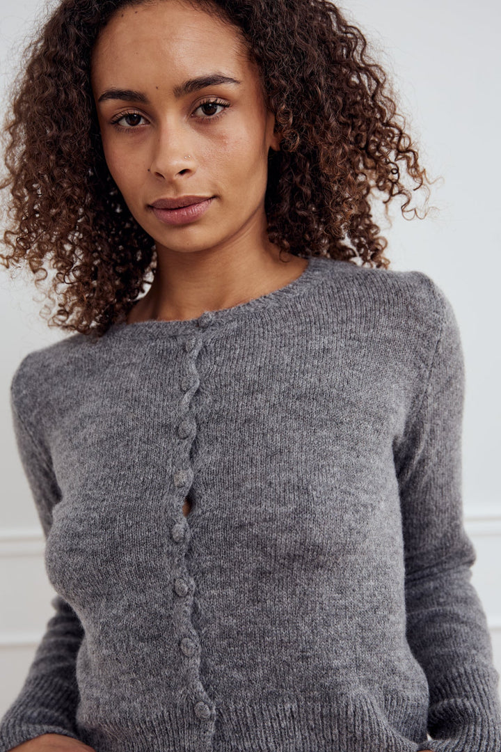 LYA KNIT CARDIGAN DARK GREY MELANGE