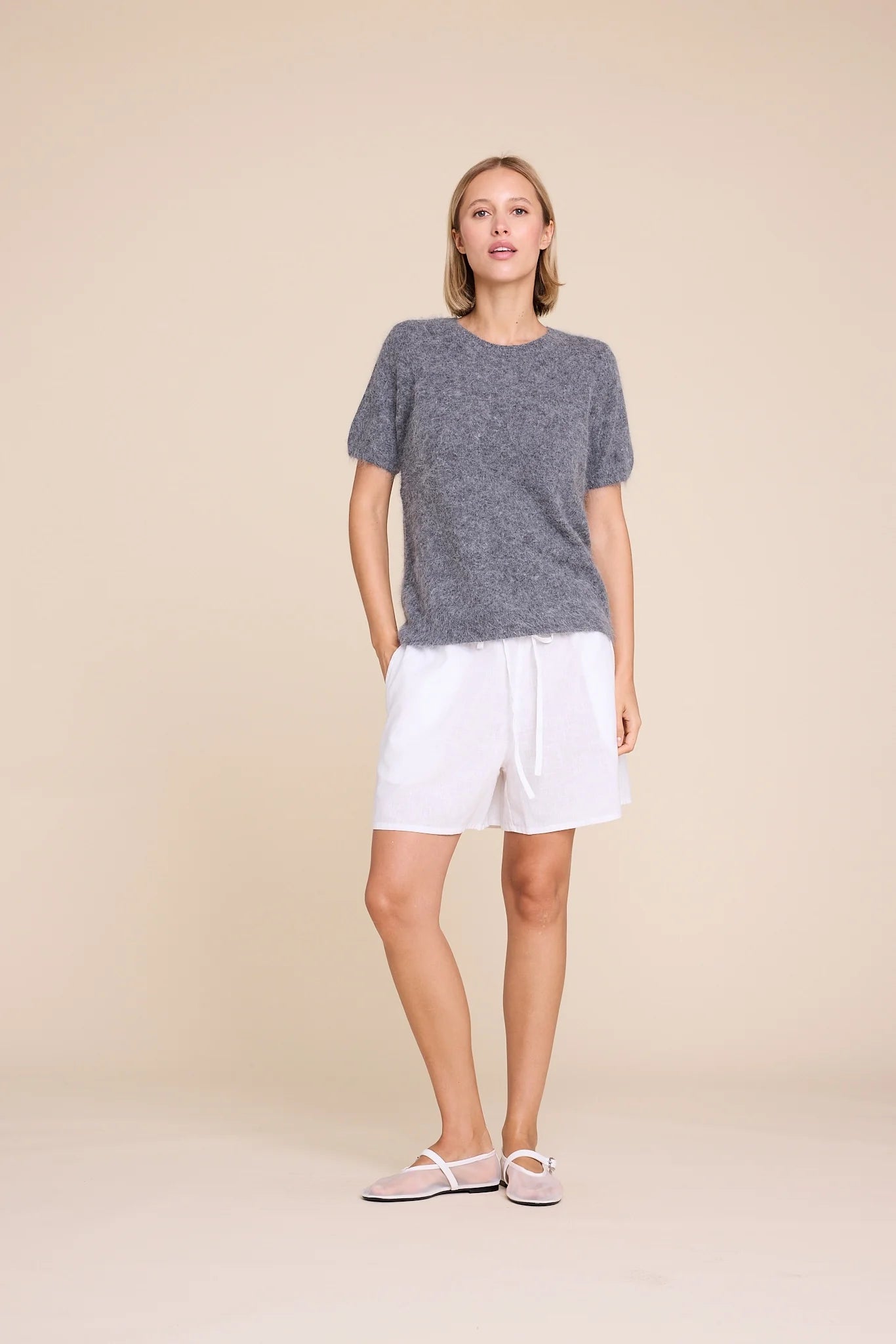 MONROE 24 KNITTED T-SHIRT ANTRACITE