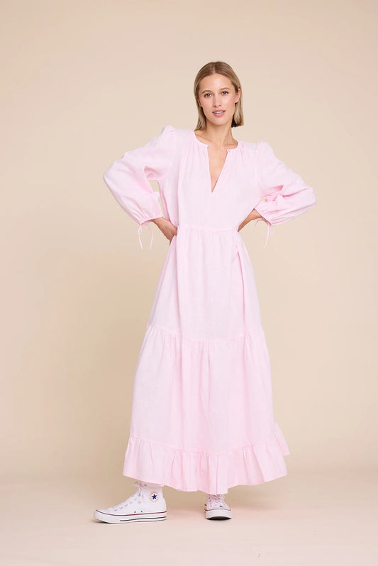 MUSE LINEN DRESS PINK