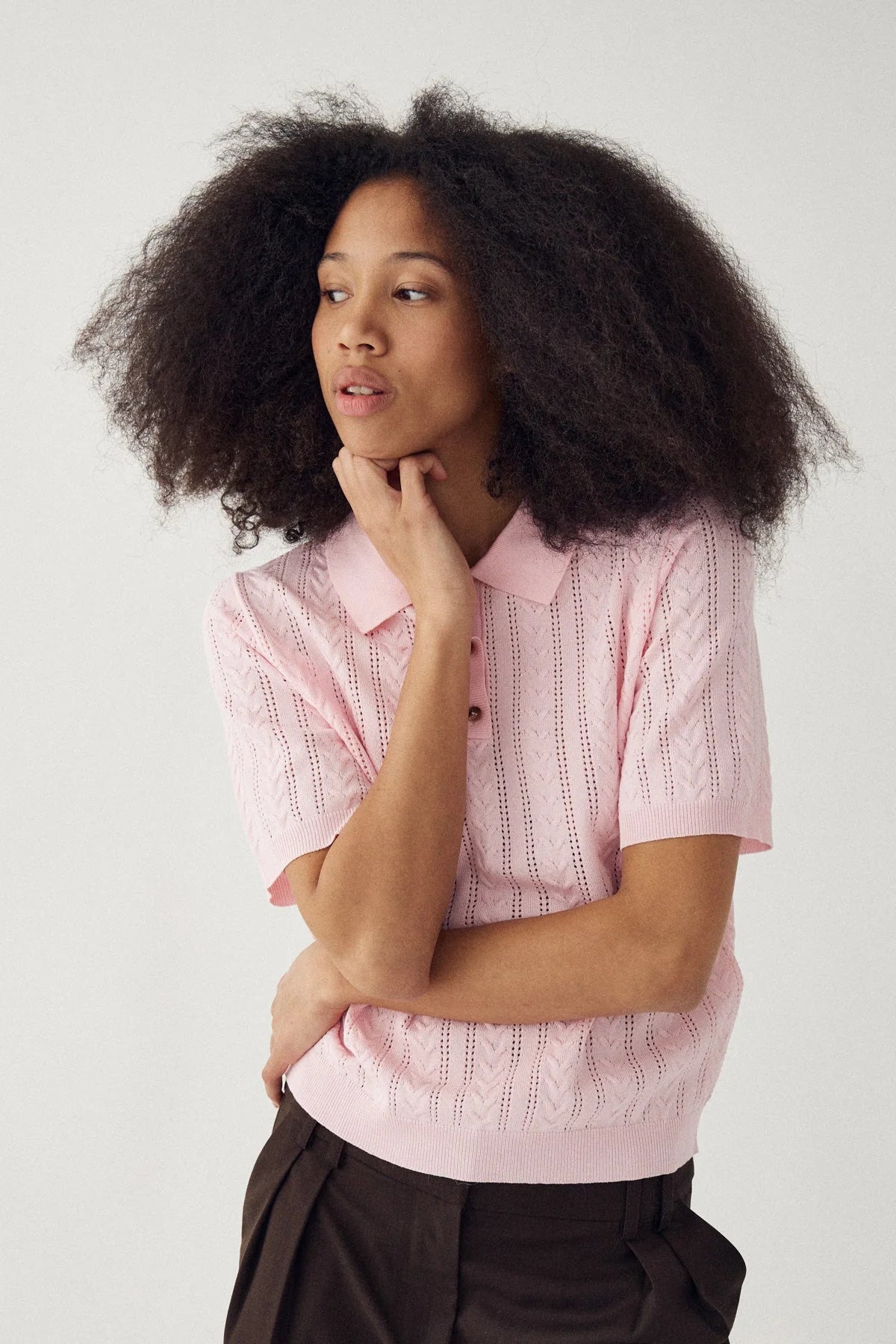 MECCA KNIT POLO BABY PINK