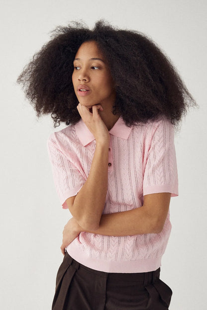 MECCA KNIT POLO BABY PINK